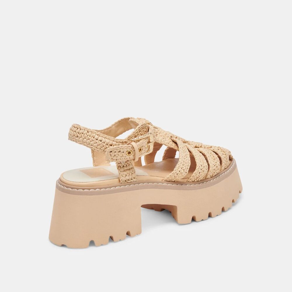 Dolce Vita Lasly Raffia Fisherman Sandals in Natural Knit Women's Size 9 - Picture 2 of 13